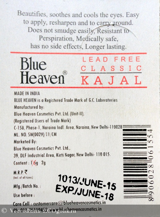 C   Classic Kajal lead free Blue Heaven cosmetics -   Vita Viridi