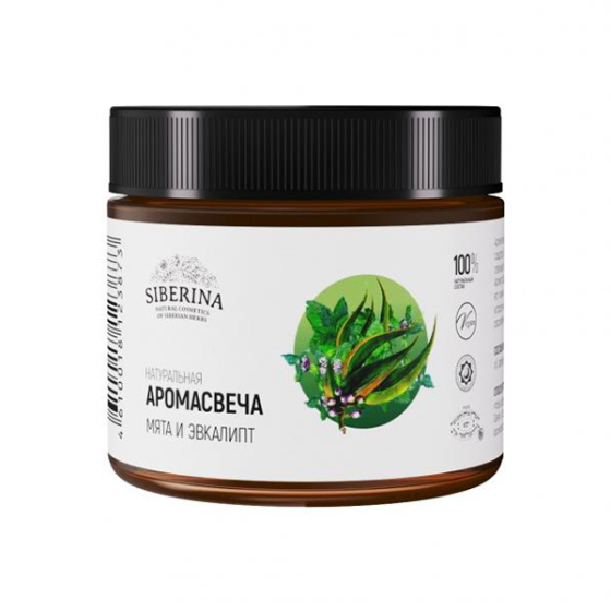 Натуральная аромасвеча "Мята и эвкалипт"