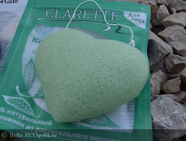 Конжаковый спонж с экстрактом зеленого чая Clarette - отзыв Экоблогера Bella