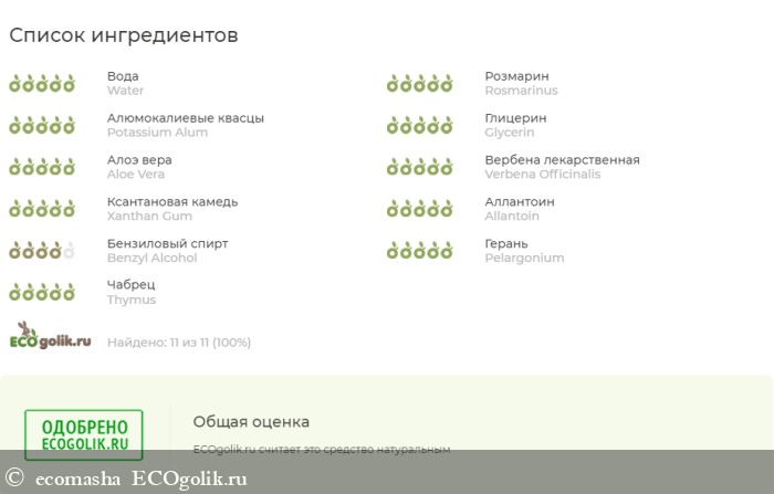 Прекрасный дезодорант с вербеной и алое вера - отзыв Экоблогера ecomasha